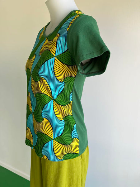 Surge Green + Gold African Wax Print Ava Tee