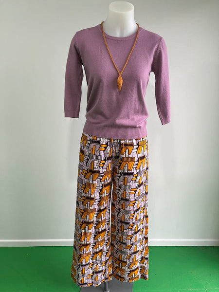 Surge Mustard + Lavender African Wax Print Wide Leg Trousers