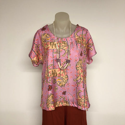 Surge Pink Silk Tiger Osaka Top