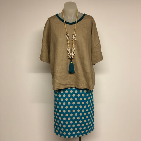 Surge Turquoise Spot Linen Skirt