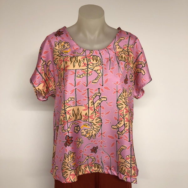 Surge Pink Silk Tiger Osaka Top