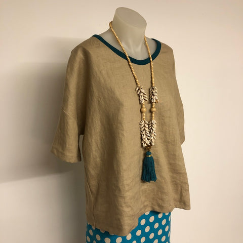 Surge Flax + Emerald Linen Hazel Top