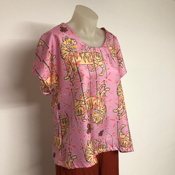 Surge Pink Silk Tiger Osaka Top