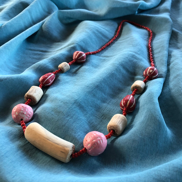 Surge Ceramic Beads + Driftwood Necklace