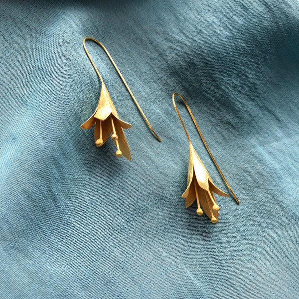 Gold Plated Flower Drop Earrings