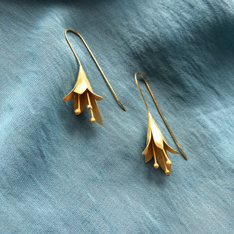 Gold Plated Flower Drop Earrings