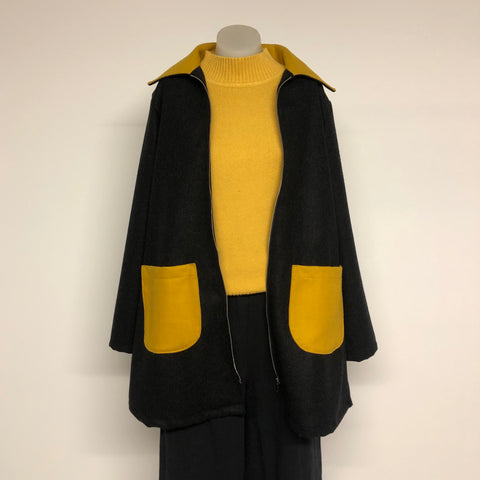 Surge Charcoal + Mustard Wool Coat