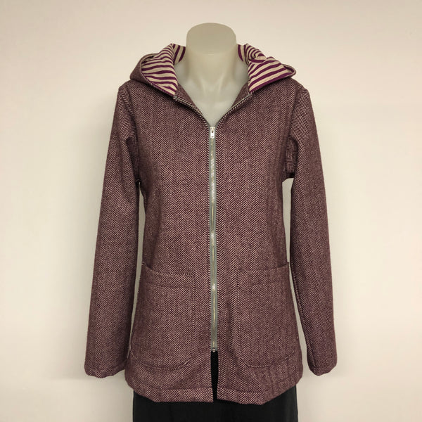Surge Wine Herringbone Wool Hood Jacket