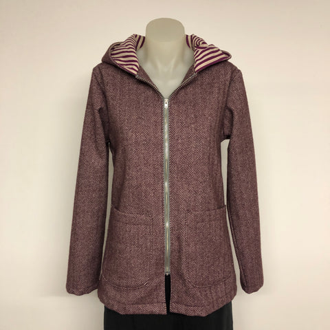 Surge Wine Herringbone Wool Hood Jacket