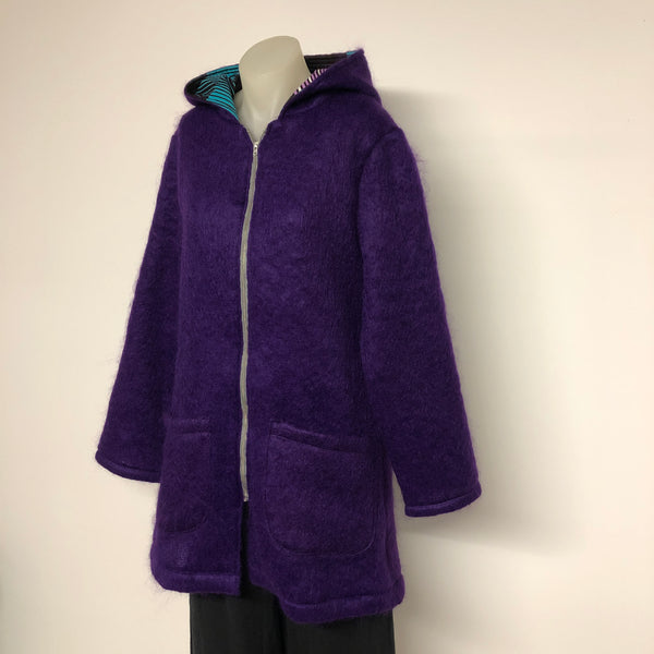 Surge Purple Mohair Wool Hood Coat