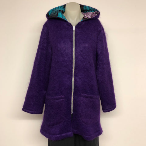 Surge Purple Mohair Wool Hood Coat