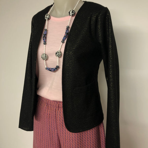 Surge Black Lurex Wool Crop Jacket