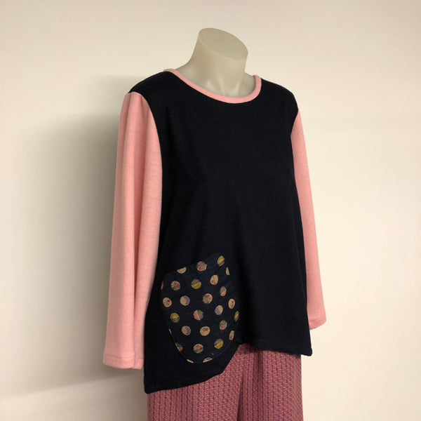 Surge Navy + Pink Wool Knit with Pocket