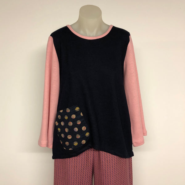Surge Navy + Pink Wool Knit with Pocket