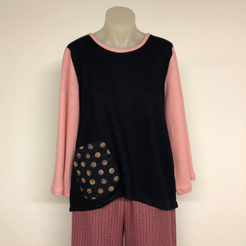 Surge Navy + Pink Wool Knit with Pocket