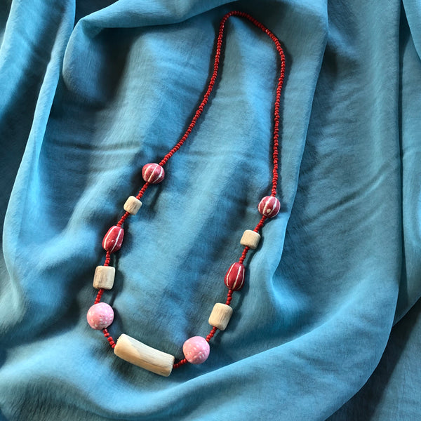 Surge Ceramic Beads + Driftwood Necklace