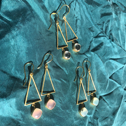 Gold + Gem Stone Earrings