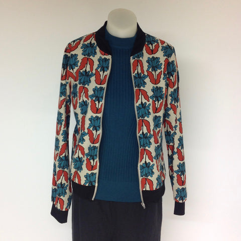 Surge Blue + Rust Linen Bomber Jacket