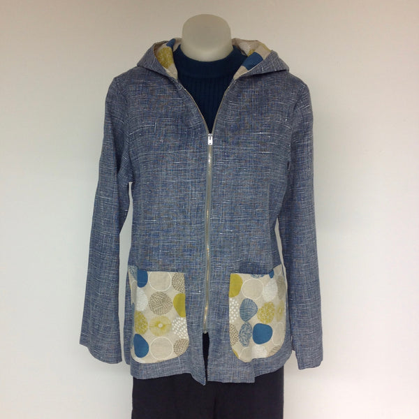 Surge Blue Linen Hood Jacket