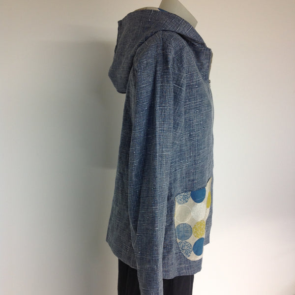 Surge Blue Linen Hood Jacket