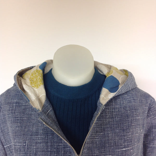 Surge Blue Linen Hood Jacket