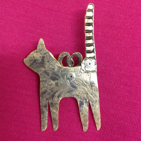 Flying Dog Cat Brooch
